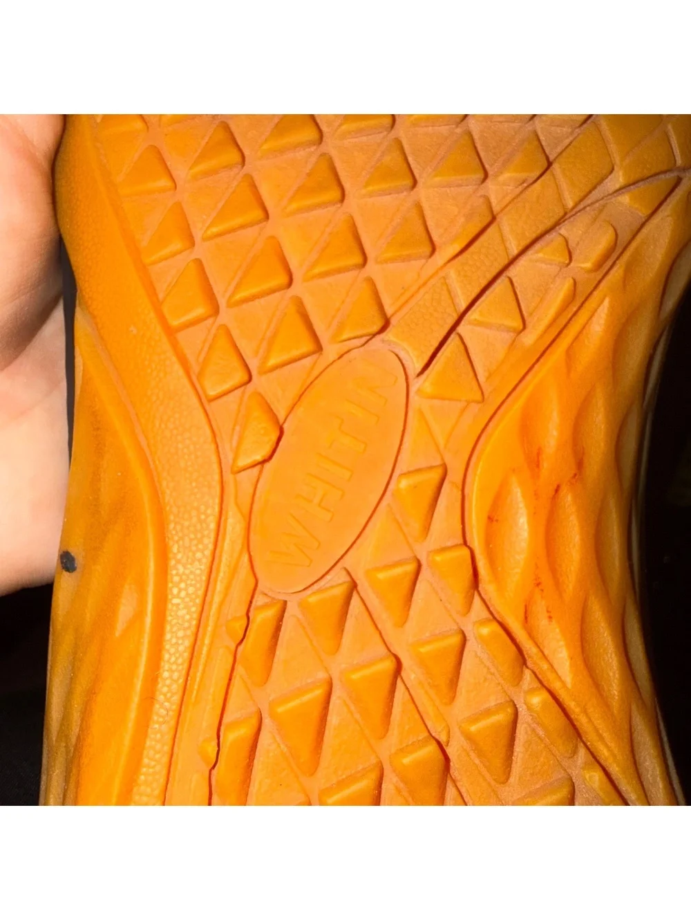 Black Knit Sneakers with Orange Soles and Yellow-Orange Lany